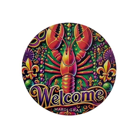 Mardi Gras Wreath Kit | Welcome Crawfish Sign & Ribbons Bundle | DIY Home Decor - Picture 2 of 5